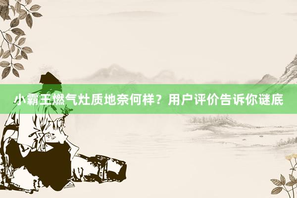 小霸王燃气灶质地奈何样？用户评价告诉你谜底